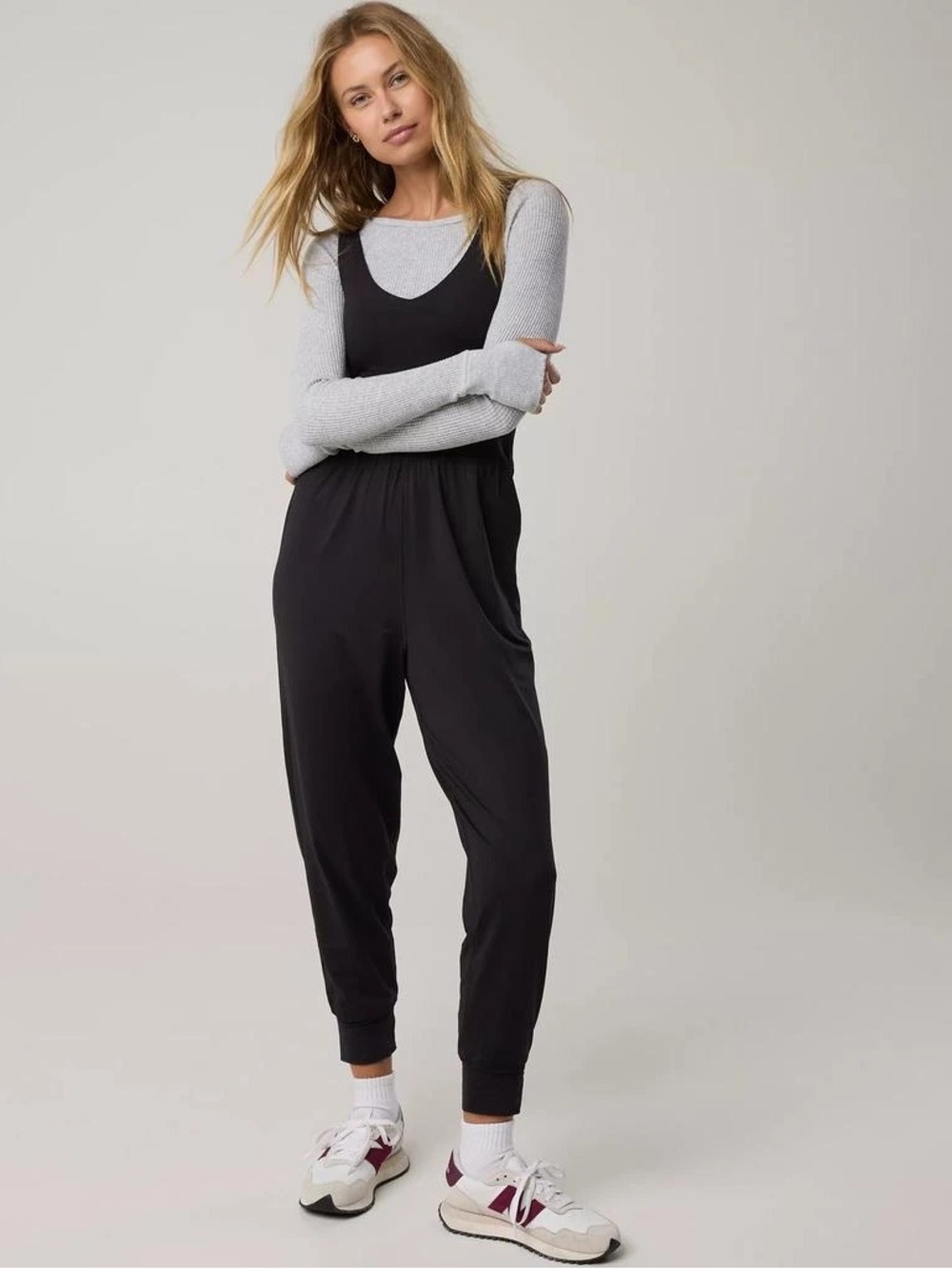 aerie Black Sleeveless Jumpsuit Jogger